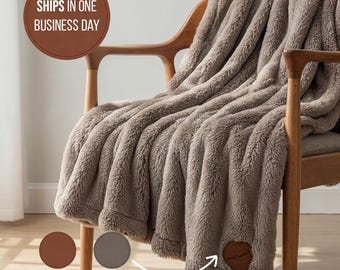 Personalized Double Sided Faux Rabbit Fur Blanket, Luxurious Custom Ultra Soft Plush Faux Fur Blanket, Custom Name Gift, Warm Blanket, Furry