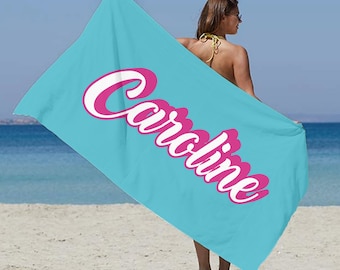 Personalized Retro Beach Towel, Custom Name, 70s Style