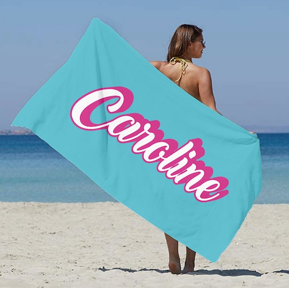 Custom Retro Style Beach Towel with Name Personalized Vintage 70 s 80 s Beach Bath Pool Towel Bride Bachelorette Towel Anniversary Gift
