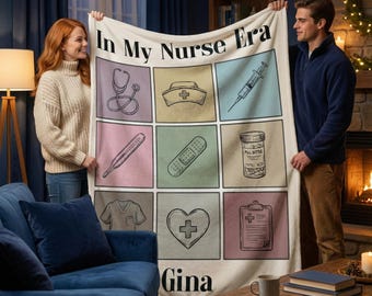 In My Nurse Era Blanket, Personalized Nurse Gift, Custom Name Throw, Nurse Graduation Gift, Nursing Student, RN LPN, Cute Graduation Gift