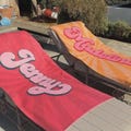 Retro 70's Style Custom Name Towel,Personalized Vintage Pool Towel,Groovy Birthday Vacation Gift, Gift for Her,Bestfriend,Bachelorette Party