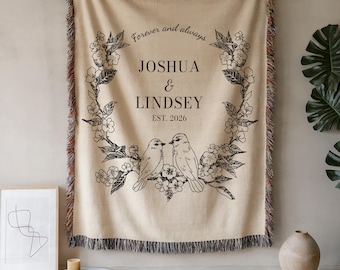 Personalized Woven Throw Blanket, Wedding Anniversary Gift
