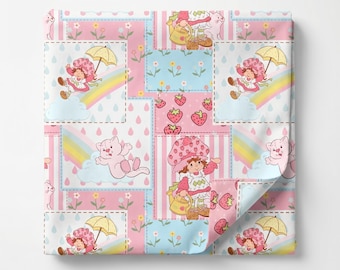 Strawberry Shortcake Fabric, Female Silhouette Fabric By Yard, Feminine Berry Girl Faces, Cute Aesthetic Fabric for Sewing & Quilting