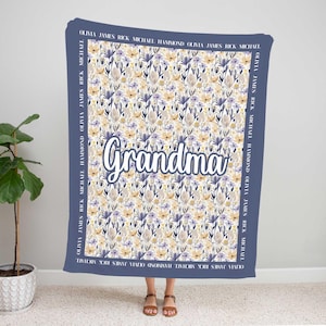Personalized Grandma Grandpa Blanket, Christmas Gift, Custom Family Name Blanket, Custom Name Blanket, Grandparent Gift, Grandkid Gift