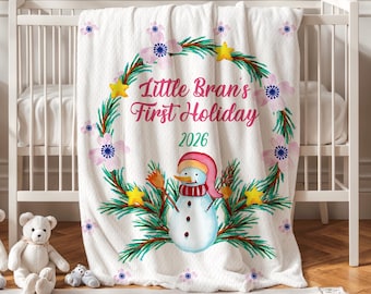 Custom Christmas Baby Blanket, Soft Fleece Throw, Keepsake Gift