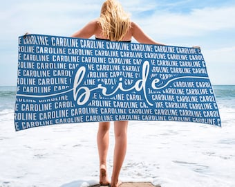 Personalized Bride Beach Towel, Bachelorette Party Gift