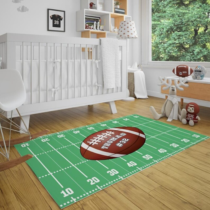 Personalized Football Rug, American Football Boy Room Decor, Custom ...
