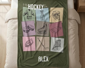 Personalized In My Hockey Era Blanket, Custom Hockey Fan Throw, Customized Name Gift, Kidsroom Decor, Blanket for Boys, Gift for Her