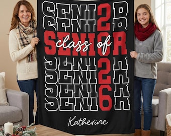 Custom Senior 2026 Blanket, Class of 2026 Throw, Senior Night Gift, Soft Plush Bedding, Personalized Grad Keepsake, Trendy Senior Girl Gift