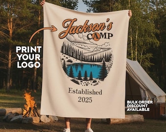 Personalized Logo Blanket, Company Logo Throw, Cozy Gift For Team, Business School Sport Team College Logo Blanket, Christmas Gift