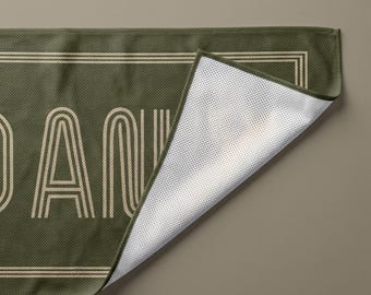 Personalized Cooling Towels, Custom Name 12"x31.5" Mesh, Retro Monogram Design, Ideal for Gym, Fitness, Yoga & Hot Weather