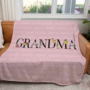 Grandma & Grandpa Blanket, Sherpa, Minky Blanket, Personalized Family Name Blanket, Xmas Gift, Gigi Blanket, Mawmaw Blanket, Christmas Gift