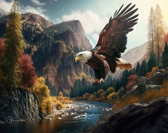 Golden Eagle Download, Printable Art, Instant Downloadable Wallpaper