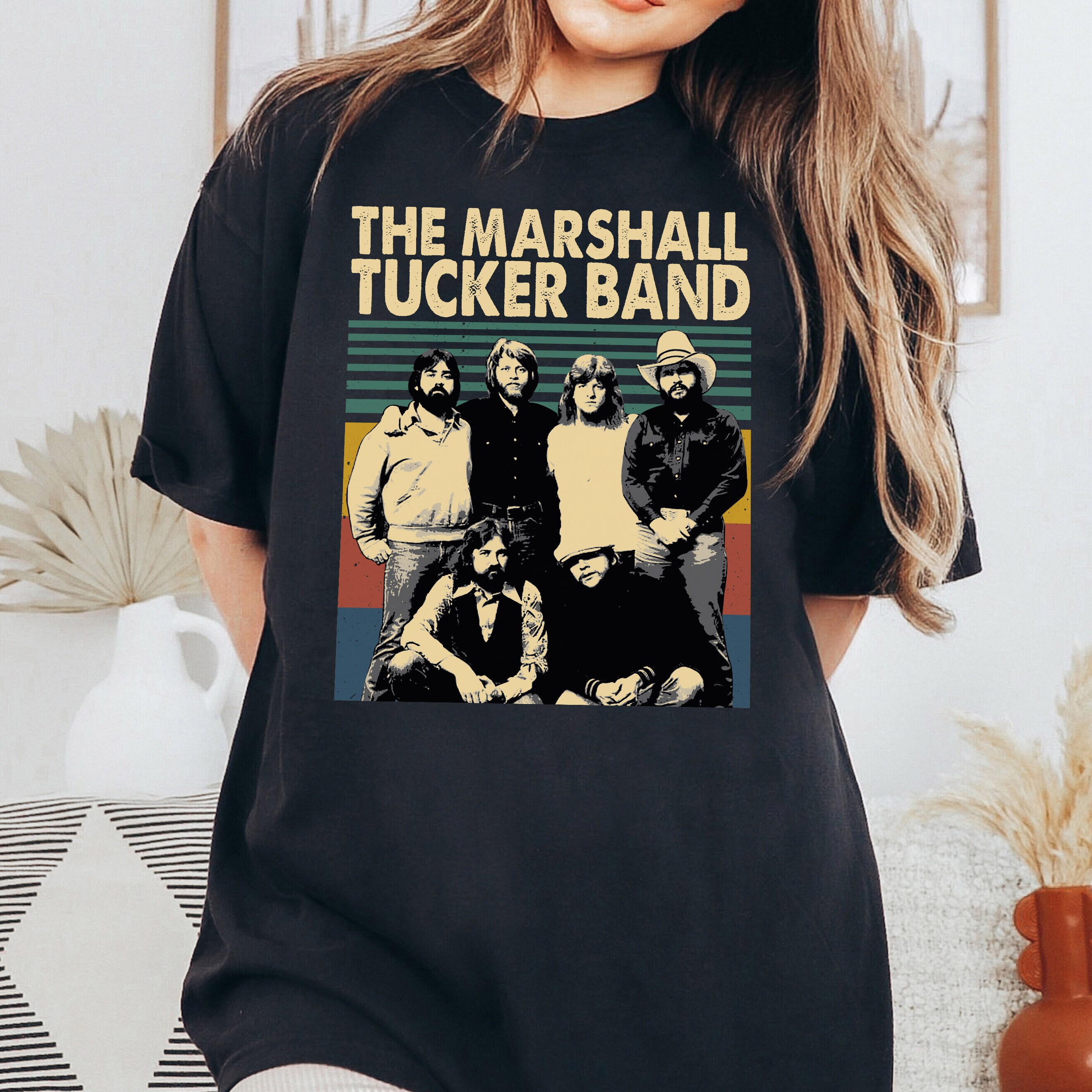 T-shirt The Marshall Tucker Band Blanc - Taille M, Coupe Régulière, Manches Courtes, Personnalisable