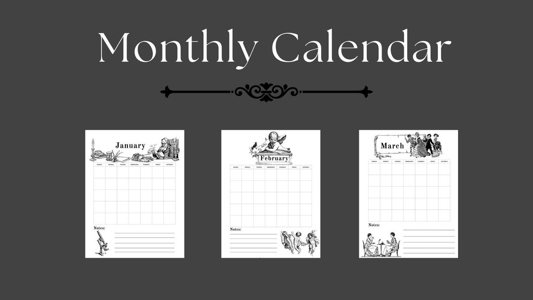 Printable Calendar Etsy