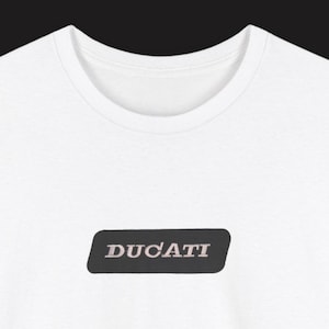 Ducati Inspired Racing Patch Look Unisex Heavy Cotton Tee | Ducati Gift for Motorcycle Sportsbike Fans | Moto Embroidered Look Shirt