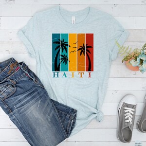 Vintage Haiti t-shirt in light heather blue color