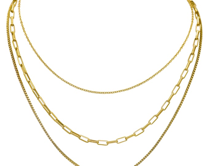 Triple layered gold necklace