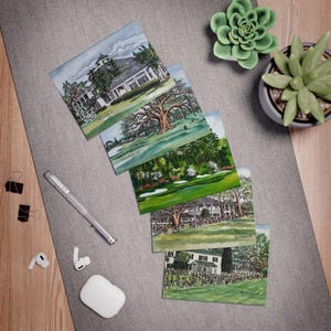 Ensemble de papeterie de golfeur Georgia | Cartes de voeux vierges de golf | Cadeaux uniques | Oeuvre d'art originale inspirée par Augusta | Enveloppes blanches assorties