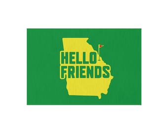 Hello Friends Golf Outdoor Rug | Augusta Georgia Inspired Welcome Mat for Golf | 24x36 Porch Decor