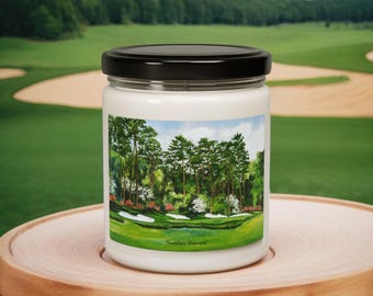 Vela número 13 Azalea en Augusta / Arte original de golf / Decoración para el hogar y la oficina / Velas de soja de 255 g / Regalos de golf para ella / Golf en Georgia