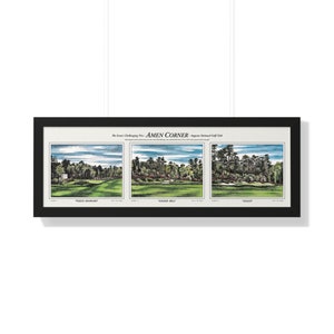 Say Amen at the Corner | Augusta 1968 Golf Art Poster | Original Artwork Featuring Iconic Holes | Perfect Golf Gift | 36x12 Wall Art