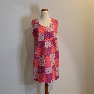 60s Flower Power Shift Dress with Zip Handmade - Size S