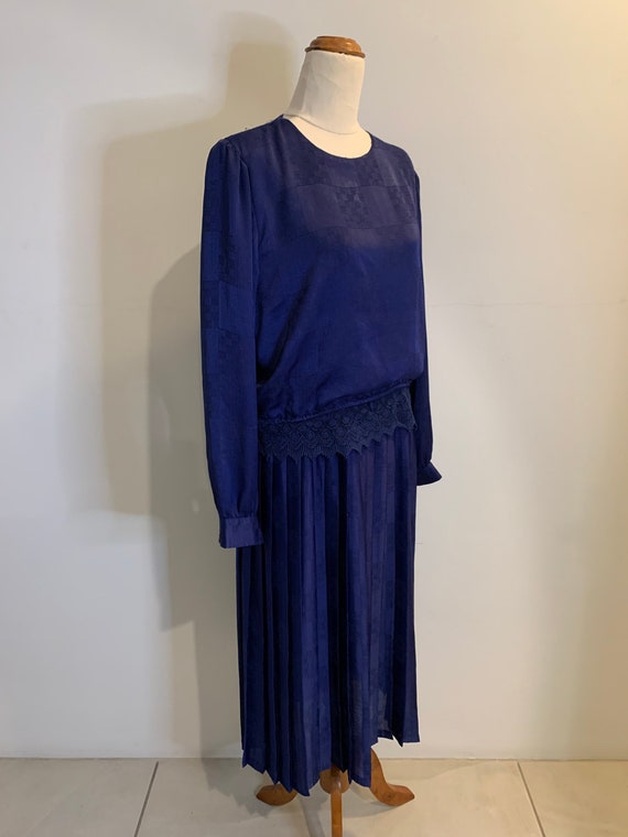 80s Smartline Royal Blue Elegant Dress Size 14 - image 1