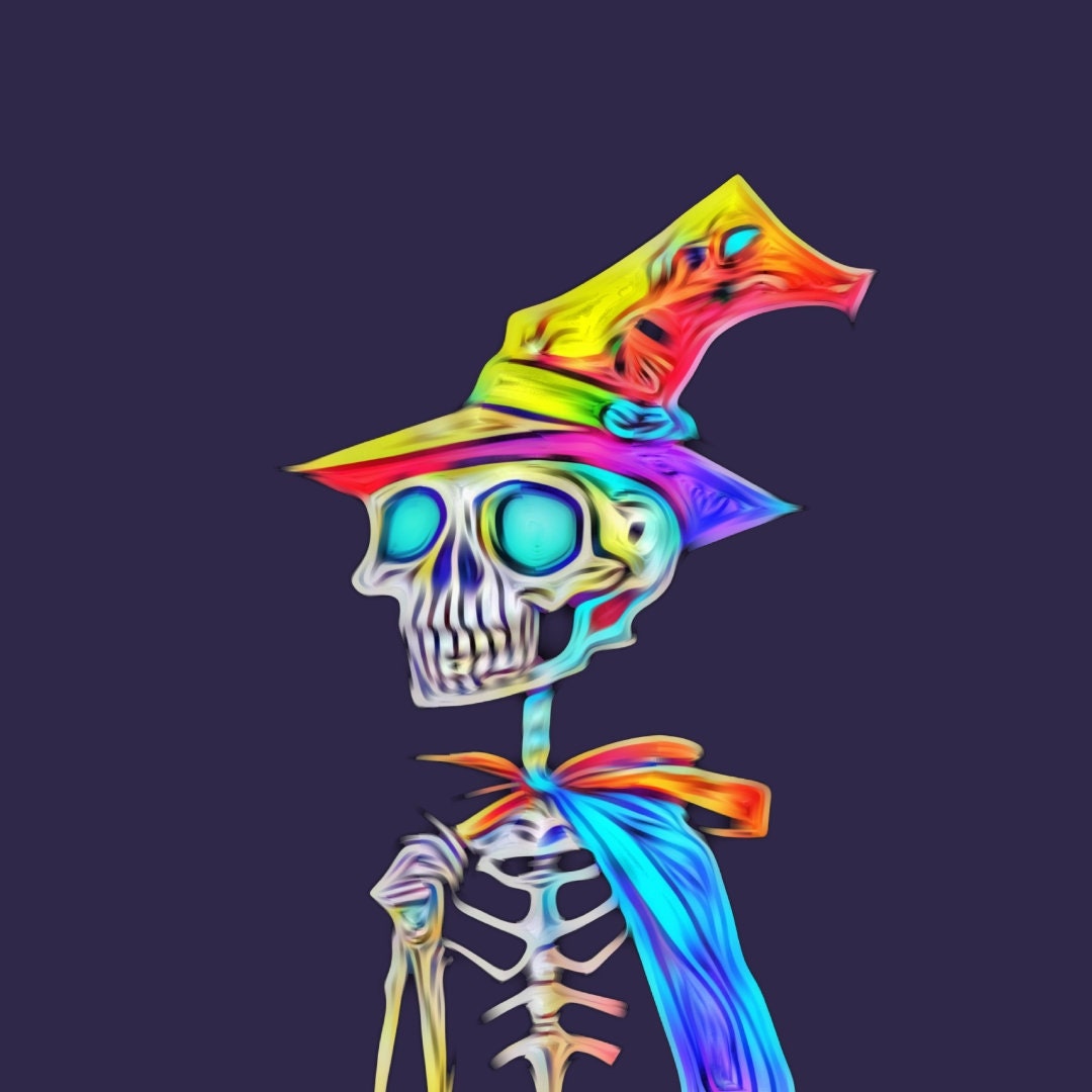 Wizard's Skull With Crossed Wands Sticker