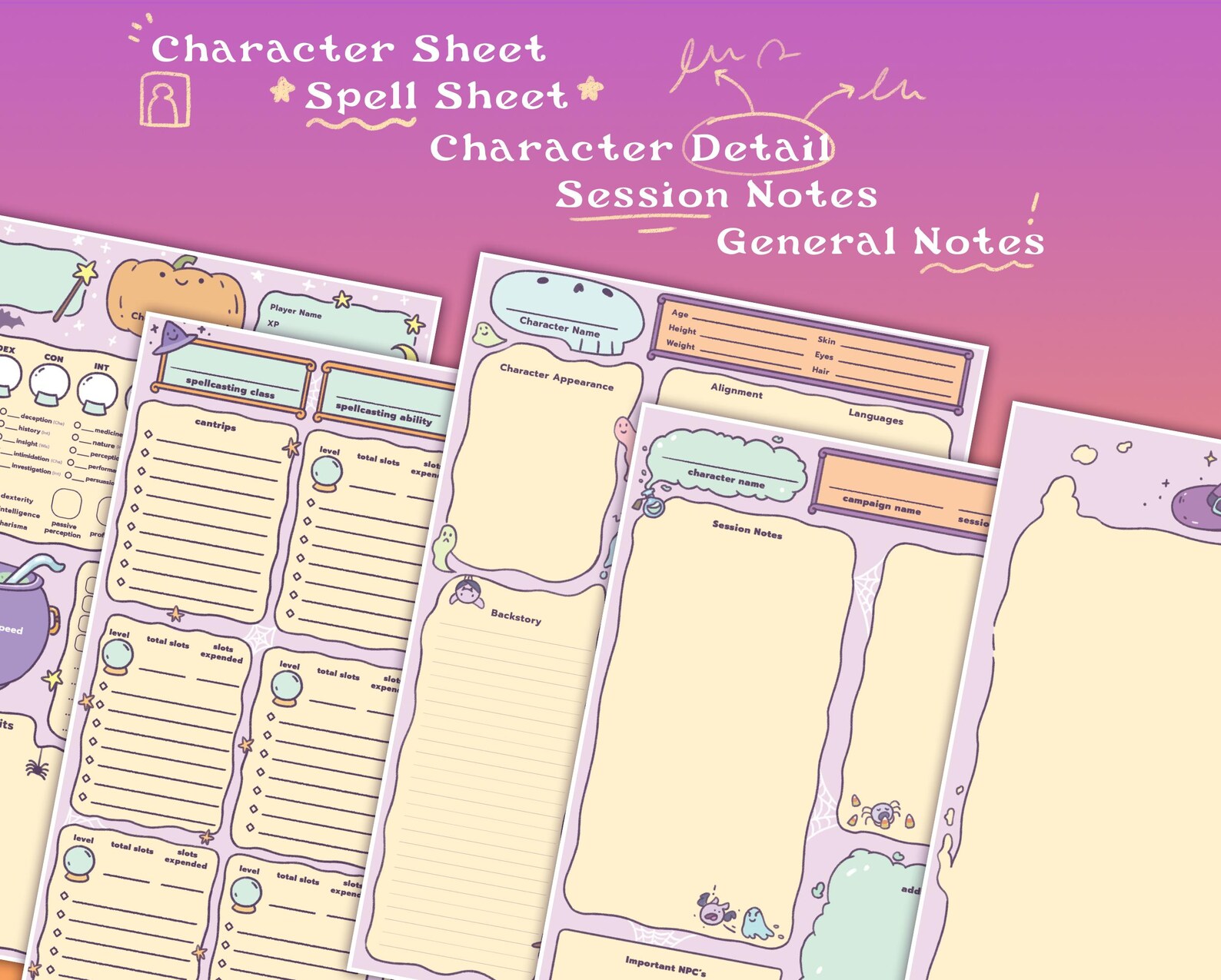 Witchy Crit Dnd 5e Character Sheets / PDF Digital File Printable A4 ...