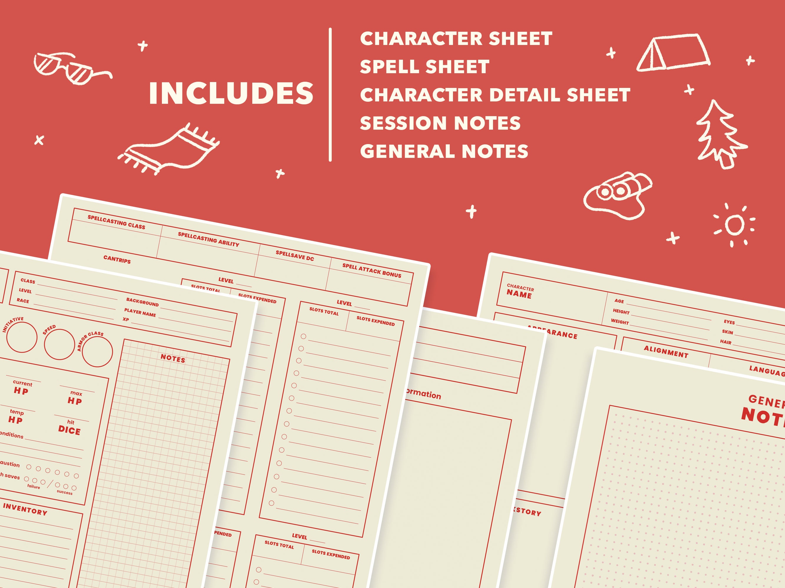 Happy Camper Dnd 5e Character Sheets / A4 Size PDF Digital File ...