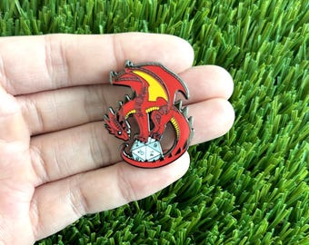 D&D Red Dragon Enamel Pin - Dungeons and Dragons Cute Pin Badge / Hat Pin / Collar Pin / Funny Enamel Pin Set / Gift for Her Him