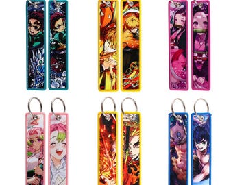 Demon Slayer Keychain Key Tag / Anime Embroidered Jet Tag - Bag Accessory, Stocking Stuffer, Gift, Gifts for him, Gifts for her