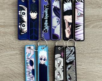 Jujutsu Kaisen Keychain Key Tag / Embroidered Key Strap - Bag Accessory, Stocking Stuffer, Gift, Gifts for him, Gifts for her, Motorcycle