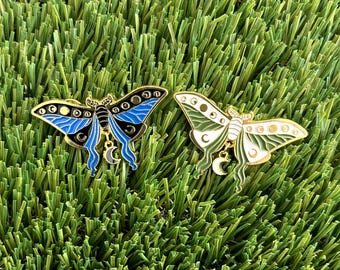 Cosmic Butterfly Enamel Pins - Astro Moon Lunar - Cute Pin Badge / Hat Pin / Collar Pin / Funny Enamel Pin Set / Gift for Her Him
