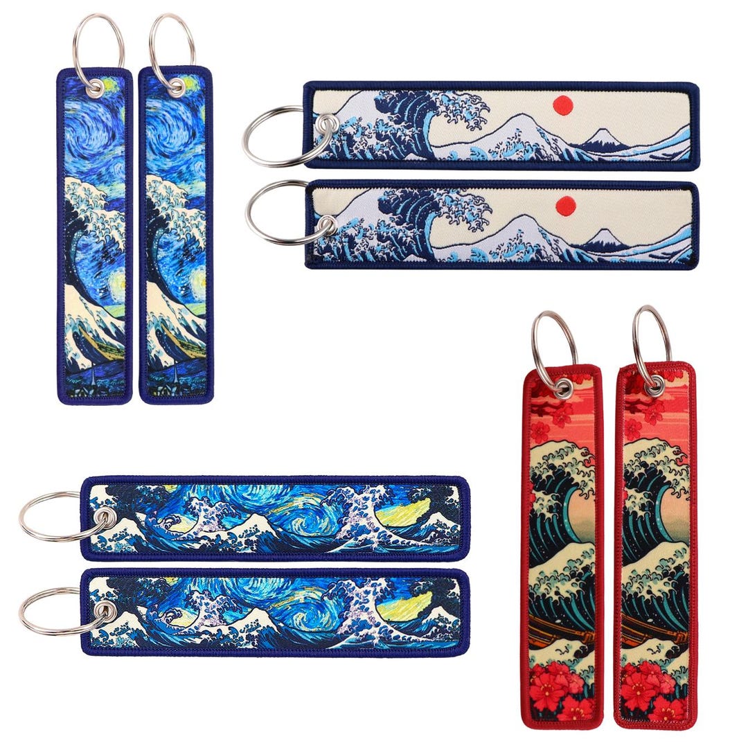 Waves Keychain Key Tag / Embroidered Keychain Japan - Key Strap for ...