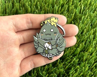 Fullmetal Armor & Kittens Hard Enamel Pin - Cute Alchemist Brother Pin Badge / Hat Pin / Collar Pin / Fun Enamel Pin Set / Gift for Her Him