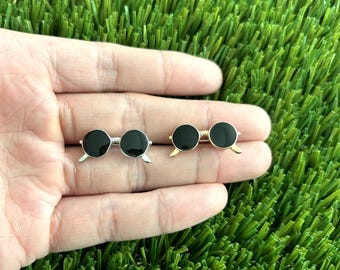 Sunglasses Hard Enamel Safety Pins - Silver and Gold - Cute Pin Badge / Hat Pin / Collar Pin / Funny Enamel Pin Set / Gift for Her Him