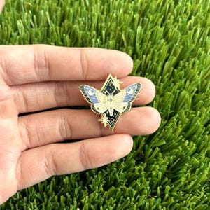 Astro Butterfly Enamel Pin - Sparkle Cosmic Moon - Cute Pin Badge / Hat Pin / Collar Pin / Funny Enamel Pin Set / Gift for Her Him