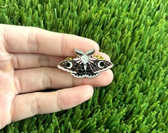 Celestial Moth Hard Enamel Pins - Cute Cosmic Mystical Pin Badge / Hat Pin / Collar Pin / Funny Enamel Pin Set / Gift for Her Him