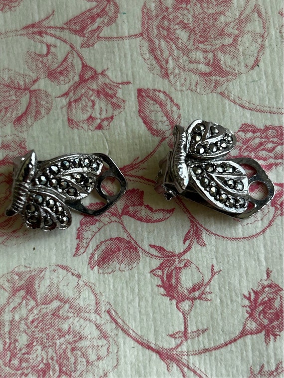 Vintage Vey Rare Silver Marcasite Butterfly Clip O
