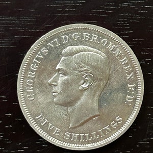 Vintage 1951 Festival of Britain with King George VI (1936-1951) / George Slaying the Dragon,  5 Shilling / Commemorative Crown coin
