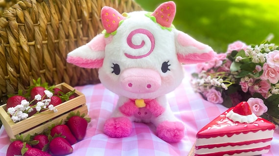 Kawaii Cute Fruit Cows Doll - Strawberry Milk Themed Plush Pillow Toy For Kids