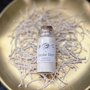 Pó de osso de cobra - Pó de cobra - Pó de osso - Ossos de cascavel esmagados à mão - Suprimentos de hoodoo - Suprimentos de bruxaria - Oferendas de divindades - Curiosidade de bruxaria - Vodu