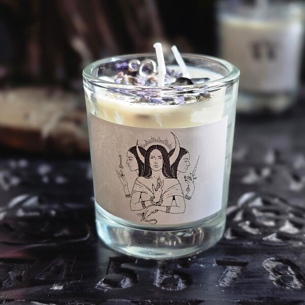 Hekate Candle-Hecate Altar Candle-Deity Offering-Witchcraft Candles-Triple Moon Goddess-Goddess of Witchcraft