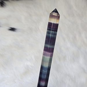 Rainbow Fluorite Crystal Point Tower Wand-Balance-Harmony-Protection-Intuition-Mental Clarity-Witchcraft Supplies-Wicca-Witchy Decor-#1