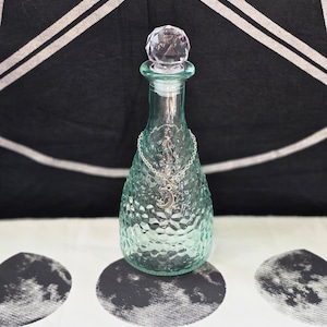 Moon Water Bottle-Green Moonwater Bottle-Witchcraft Supplies-Altar Decor-Witchy Bottles-Wicca Stuff-Witchy Things