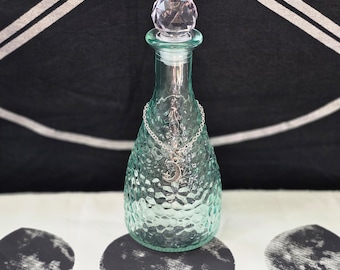 Moon Water Bottle-Green Moonwater Bottle-Witchcraft Supplies-Altar Decor-Witchy Bottles-Wicca Stuff-Witchy Things