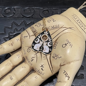 Planchette Necklace-Choose Length and Chain/Cord Style-Kitty Planchette Charm-Quija-Gothic Style-Witchcraft Jewelry