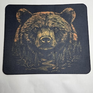 Grizzly Bear Head Black Mousepad – Unleash Your Inner Beast (While You Work)